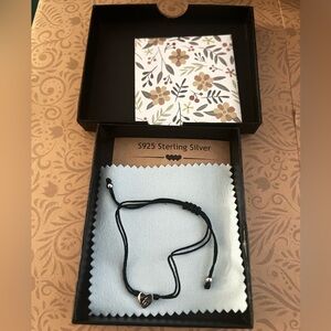 Black Initial C Charm Sterling Silver Bracelet